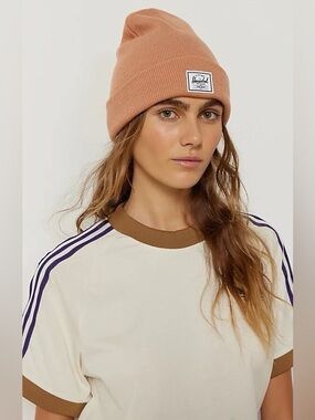 Herschel Supply Co. Elmer Logo Toque Rib-Knit Folded Cuff Beanie Cork Women's